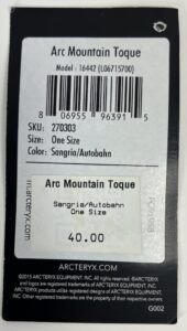 Arc'teryx Arc Mountain Toque tag