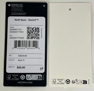 Arc'teryx Stuff Sack hang tag 2
