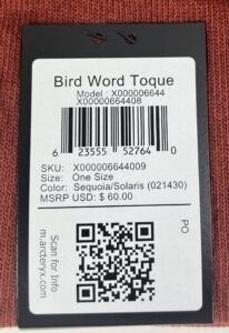 Real arc'teryx bird word tag