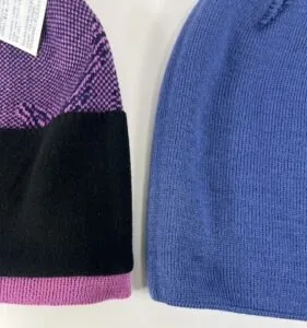 Authentic and Fake Arc’teryx Bird Head Toque close up 1