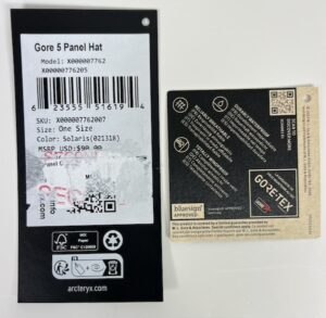 Arc'teryx Gore 5 Panel Cap hang tag back