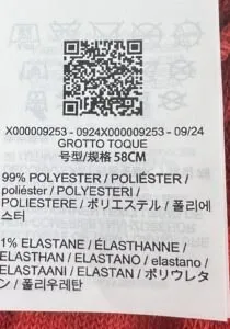 Real arc’teryx grotto beanie interior tag